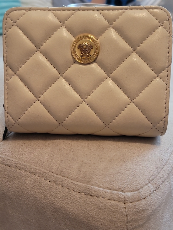 Versace Handbags - Versace Medusa Ivory Quilted
Leather Bifold Wallet